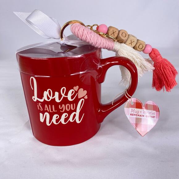 Red Love Mug & Keychain Gift Set - Love Is All You Need Valentines Day Gift NEW - Picture 6 of 8